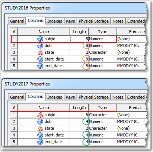 SAS variables properties