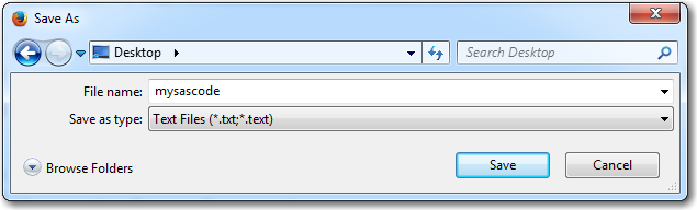 Saving SAS code in a browser as text file