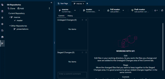 Image of SAS Studio GIT page