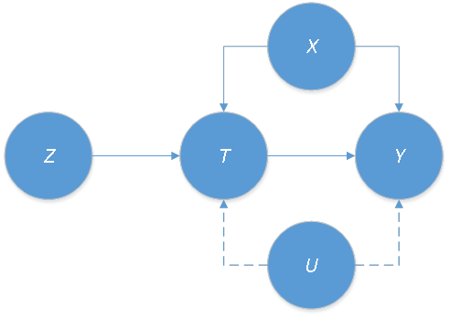 Figure 4 - Causal graph when instrumental variables are introduced 